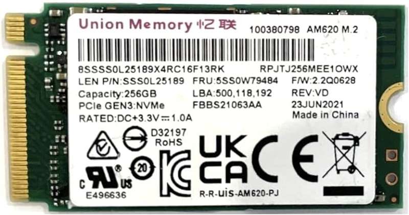 UNION MEMORY 256GB NVMe  SSD ** EXCELLENT CONDITION ** WARRANTY **