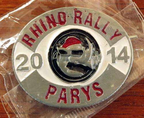 Rhino Rally badge pin collectable rare biker Parys 2014