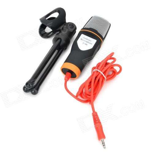 SF-666 Condenser KTV Wired Microphone w/ TrIPODs Set - Black + Silver