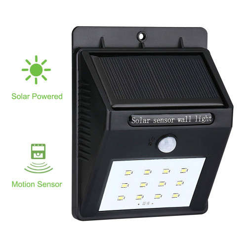 20 LED Solar Powered PIR Motion Sensor Security Wall Garden Light Lamp Outdoo