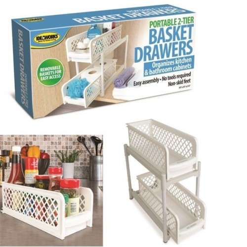 PORTABLE 2 TIER BASKET DRAWERS