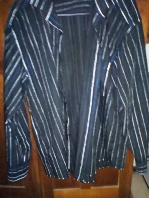 Mr Handsome Italy style black, white anand blue lon sleeve shirt