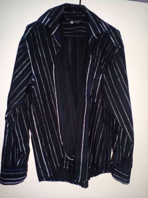 Mr Handsome Italy style black, white anand blue lon sleeve shirt