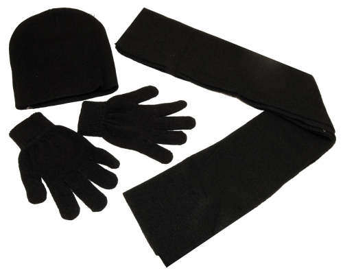 Dkny black winter set, hat, gloves and scarf
