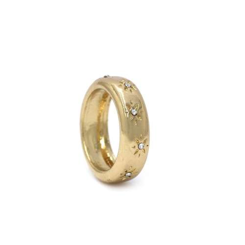 9k Gold plain set ring with crystals. Size 7 and 6
