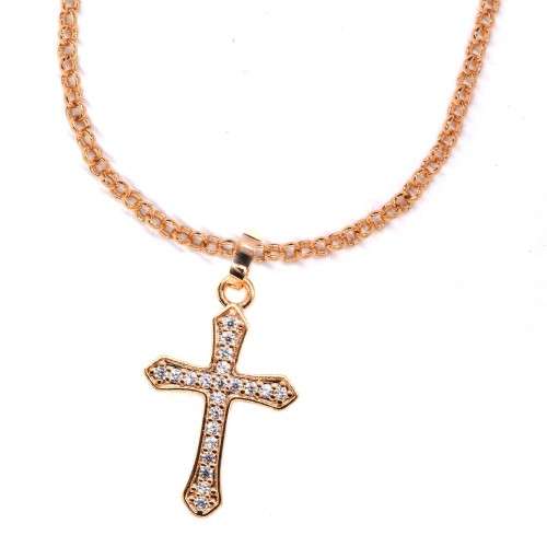 9k Gold plain necklace with cross #1