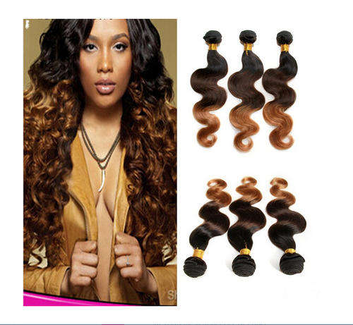 Brazilian Remy Body Wave Ombre 100% Human Hair Extensions Two-tone Color 1B/27# 3Bundles 16" 18" 20"