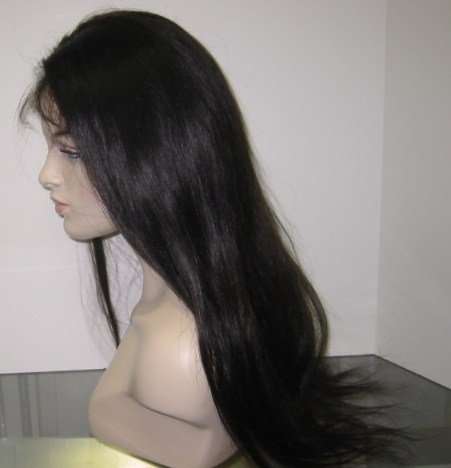 Remy Queen 18"/45cm Spring Net Front Lace Wig 100% Indian Remy Human Silky Straigh 1b# Natural Black