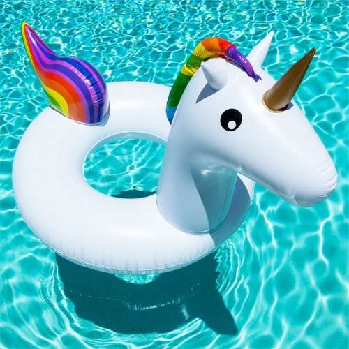 Giant Inflatable Rainbow Unicorn Water Float Raft Summer Swim Pool Beach Ring