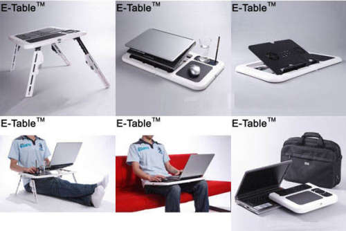 E-TABLE - FOLDABLE LAPTOP TABLE WITH USB COOLING PAD