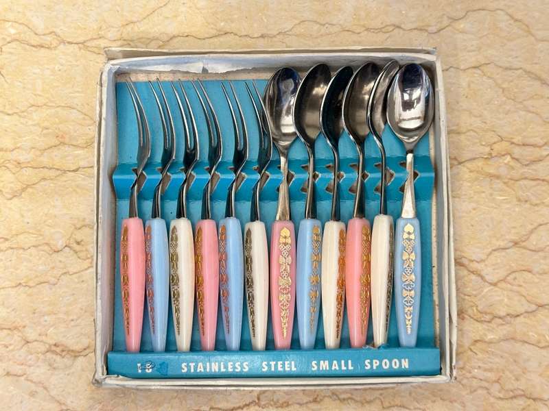 Beautiful Vintage Cocktail Spoon & Fork Set  12pc (Rare Find)