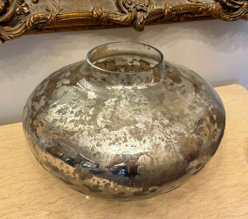 Vintage Designer Silver Etched Large Display Vase