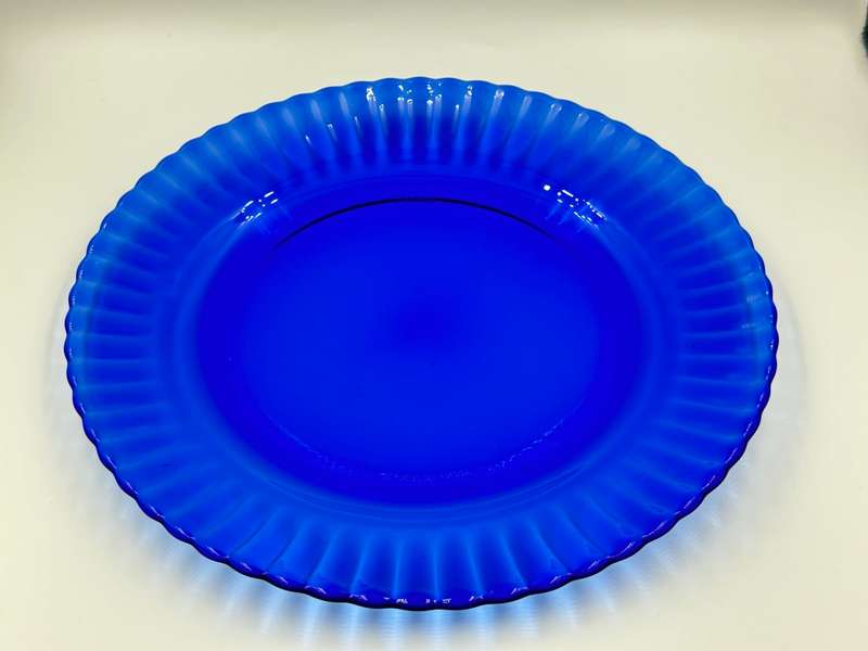 Vintage Cobalt Blue Colorex Glass Side Plate 19cm (Rare Find)