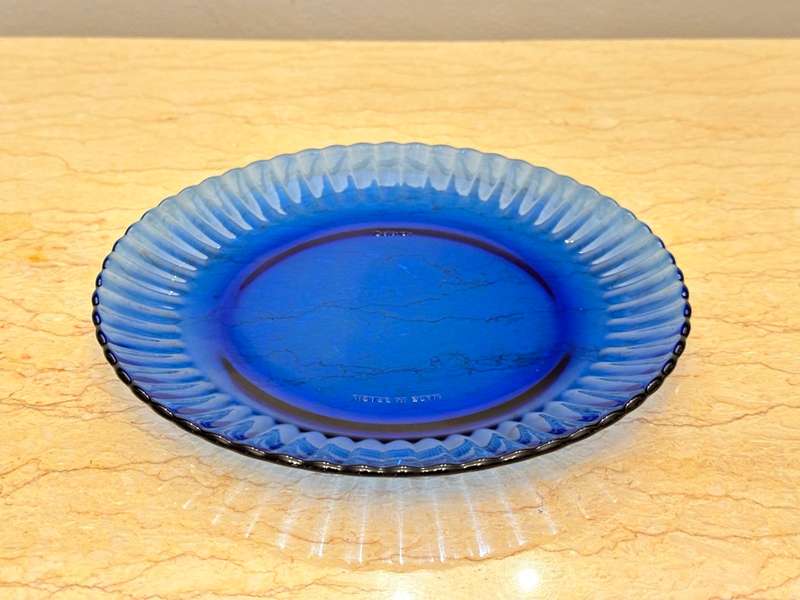 Vintage Cobalt Blue Colorex Glass Side Plate 19cm (Rare Find)