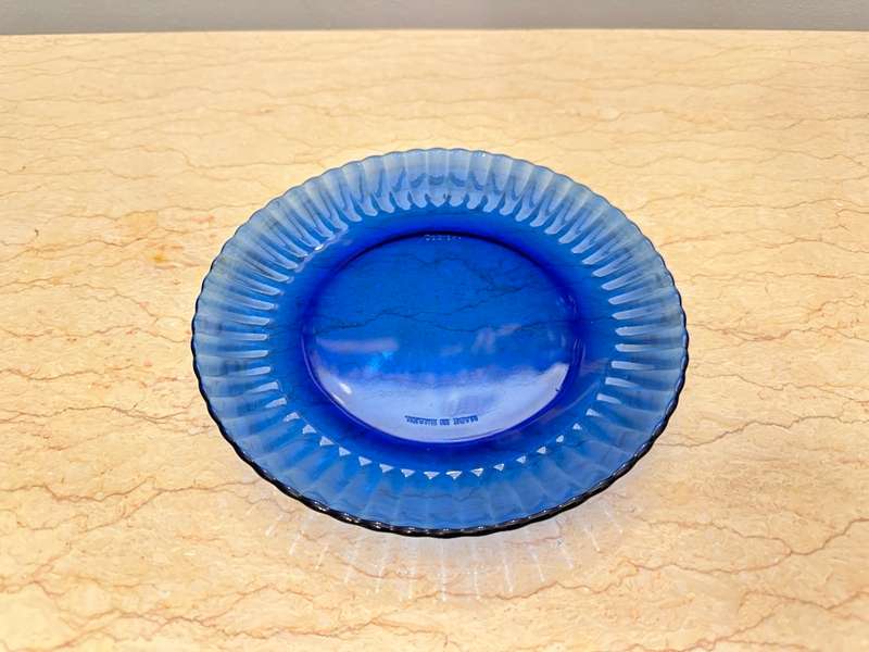 Vintage Cobalt Blue Colorex Glass Side Plate 19cm (Rare Find)