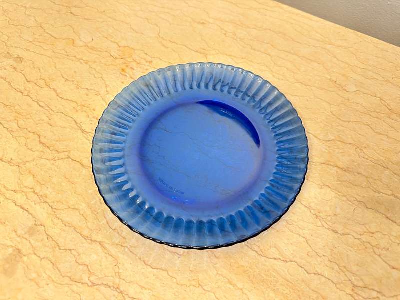 Vintage Cobalt Blue Colorex Glass Side Plate 19cm (Rare Find)