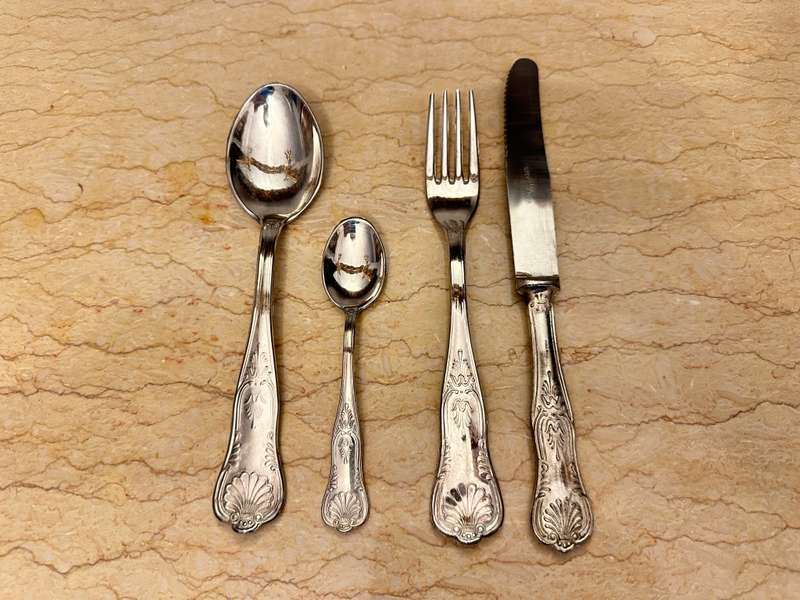 Vintage Italian Silver Plate Stamped ARG 800 Kings Pattern (42 Pc Cutlery set)