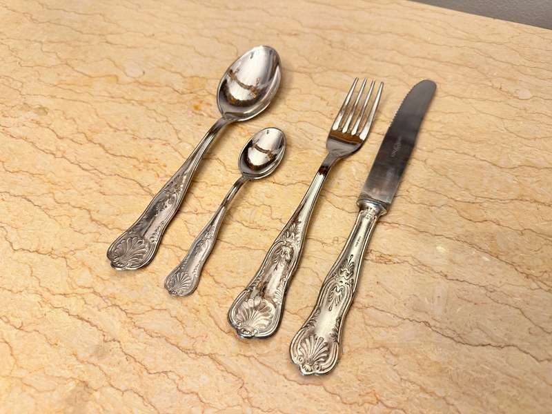 Vintage Italian Silver Plate Stamped ARG 800 Kings Pattern (42 Pc Cutlery set)
