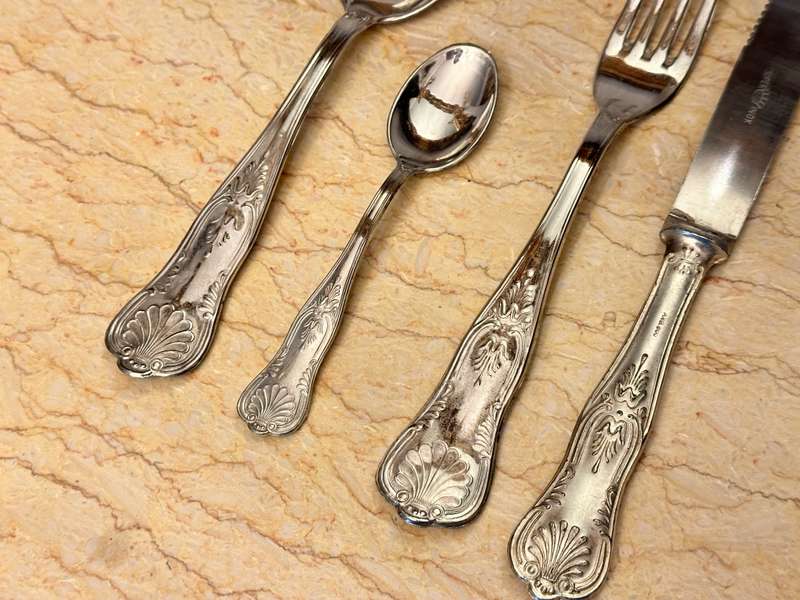 Vintage Italian Silver Plate Stamped ARG 800 Kings Pattern (42 Pc Cutlery set)