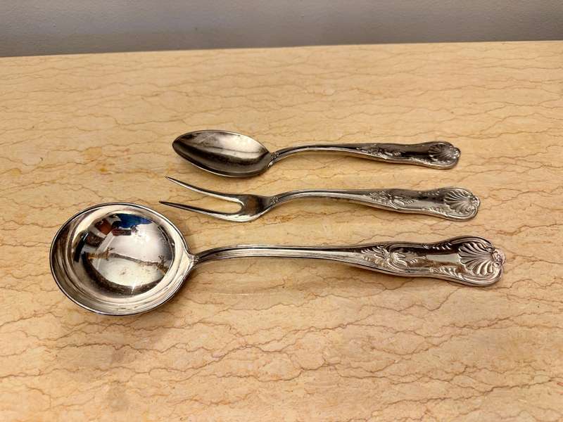 Vintage Italian ARG 800 Silver plate Kings pattern Serving set ( Very Large ) Rare & Collectable