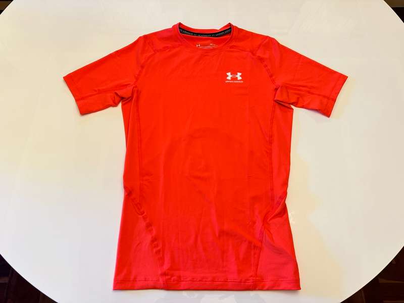 Under Armour Men's HeatGear Short Sleeve Compression Shirt- Bolt Red