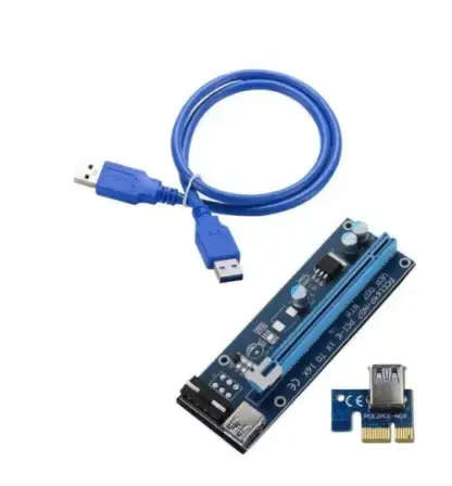 PCIE Riser Cards with Cables Plus Free Molex/6-Pin Power Adapters for  Crypto Mining  *R30 Shipping*
