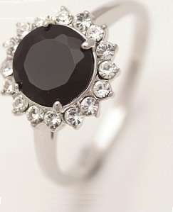 Beautiful 9kt white gold GP and 1.95ct black lab sapphire ring.