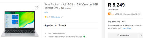 **BARGAIN BUY** ACER A115 , 8GB RAM, 128GB eMMC, FHD DISPLAY -IDEAL FOR WORK OR PLAY-GRAB IT@R2799!