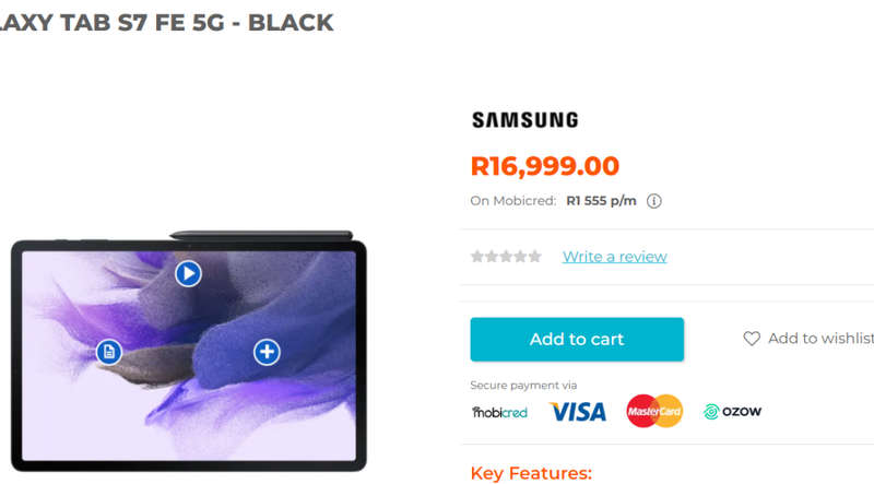 **BARGAIN BUY** SAMSUNG 12.4` TAB S7FE 5G 6GB RAM, 128GB + KEYBOARD -WORTH R17k-GRAB IT@R6999!