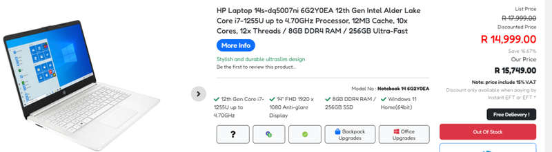 **BARGAIN BUY**HP 14s LATEST 12th GEN CORE i7, 16GB RAM, 512SSD- WORTH 17k -GRAB IT@JUST R9999!!!!!!