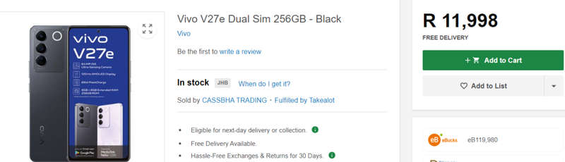 Vivo V27e 256GB Dual SIM Smartphone