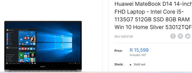 **BARGAIN BUY** MINT HUAWEI MATEBOOK D14 11th GEN i5, 8GB RAM, 512SSD-WORTH 20k-GRAB IT@JUST R6999