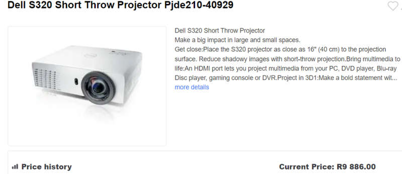 *BARGAIN BUY*DELL S320 SHORT THROW DLP PROJECTOR,3000 LUMENS*R9000 VALUE -GRAB IT@R1299!!!!!