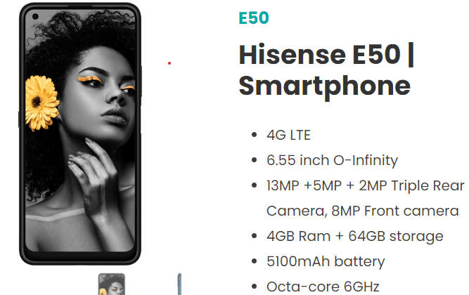 Hisense Infinity E50, 64/4G, ULED Display, Fingerprint, Camera