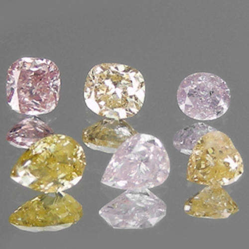 JUST JEWELS - DIAMOND 6 Piece MIXED LOT  (Pink/Yellow/Light Brown ; I1   - 0.57 TCt)