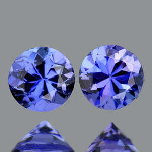 TOP VIOLET BLUE TANZANITE MATCHED PAIR - Round   CUT (1.76 Ct )