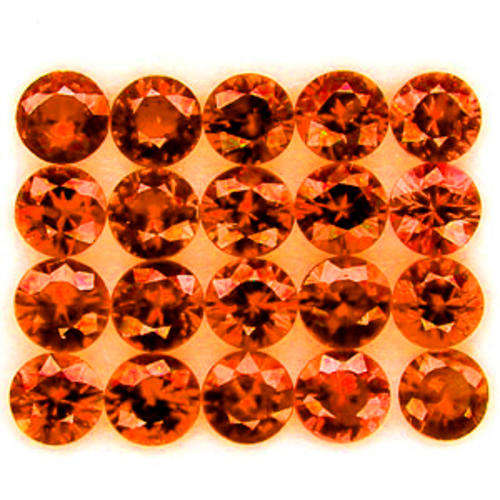 2 x 10 pce HOT ORANGE SAPPHIRE LOTS 20 pieces available (2.6mm - 1.02 TCt/10 pc )