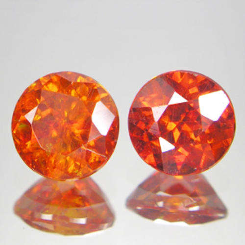 JUST JEWELS - DIAMANTINE ORANGE SPHALERITE  PAIR (1.58 TCt)