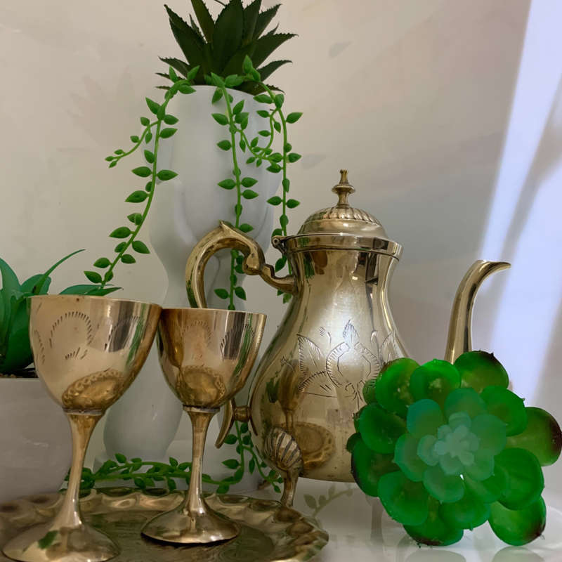 Vintage Silver Plated Teapot . E.P.N.S Floral Etched 4 Piece Set