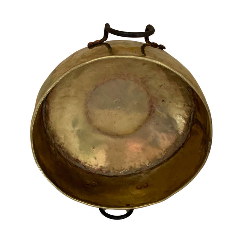 Reduced! 38cm Large Antique Hammered Brass & Copper Pot With Studded Handles, Cauldron/Candy Apple