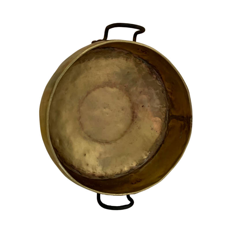 Reduced! 38cm Large Antique Hammered Brass & Copper Pot With Studded Handles, Cauldron/Candy Apple