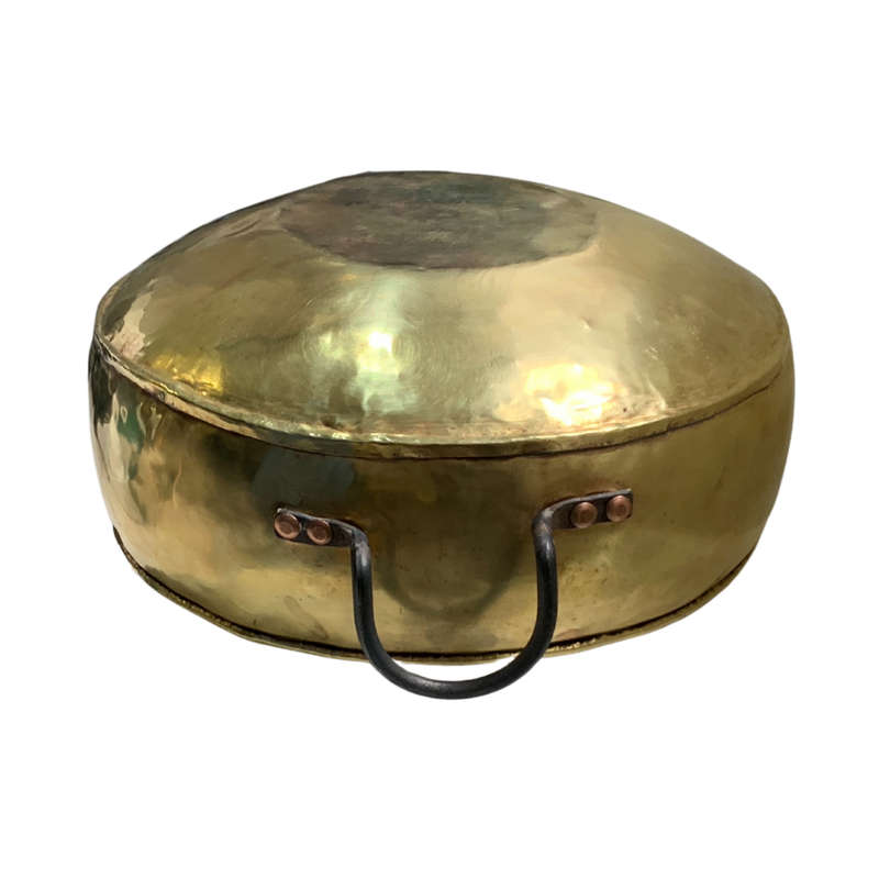 Reduced! 38cm Large Antique Hammered Brass & Copper Pot With Studded Handles, Cauldron/Candy Apple