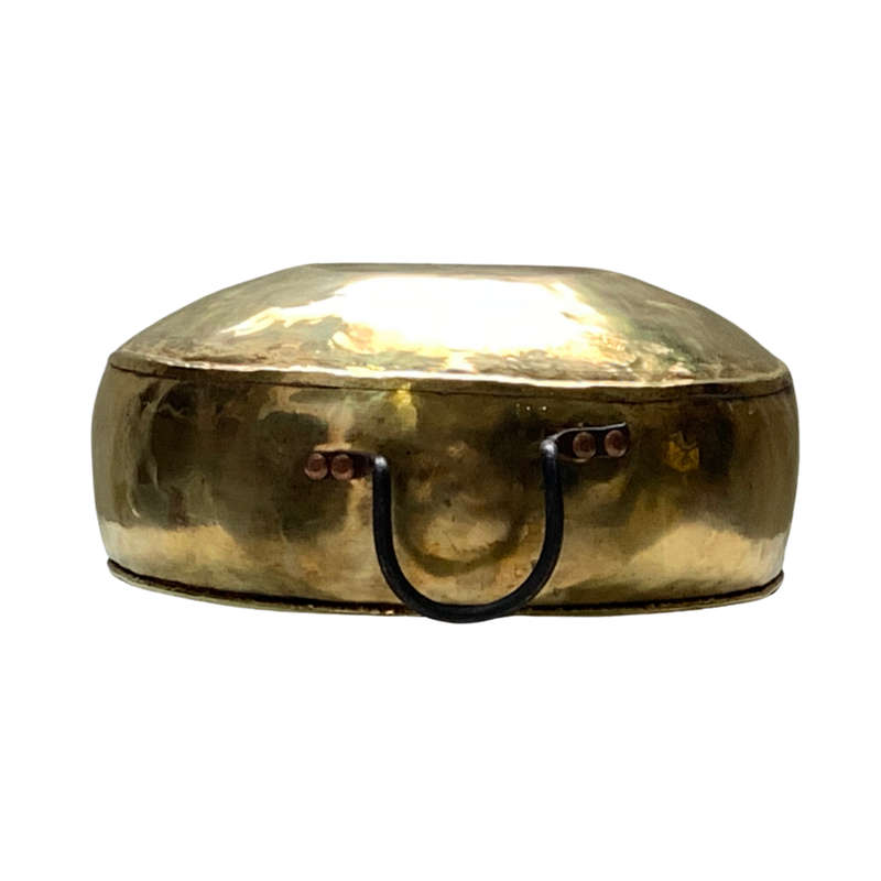 Reduced! 38cm Large Antique Hammered Brass & Copper Pot With Studded Handles, Cauldron/Candy Apple