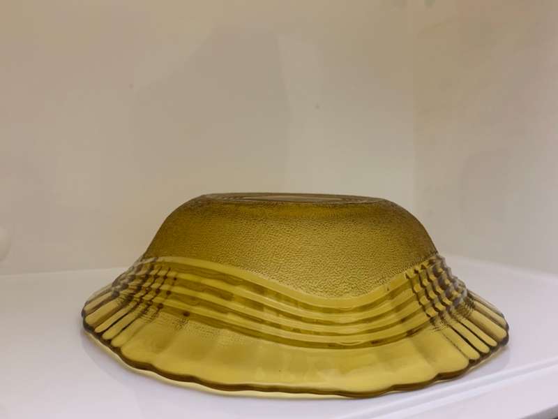 Large Vintage Serving Bowl, Depression Glass, Amber, Glass Mixing Bowl, Salad Bowl, Molded, Retro,