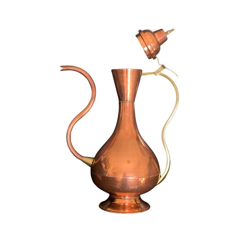 Large Retro Two Tone Vintage Turkish Coffee Pot - Red Brass and Copper