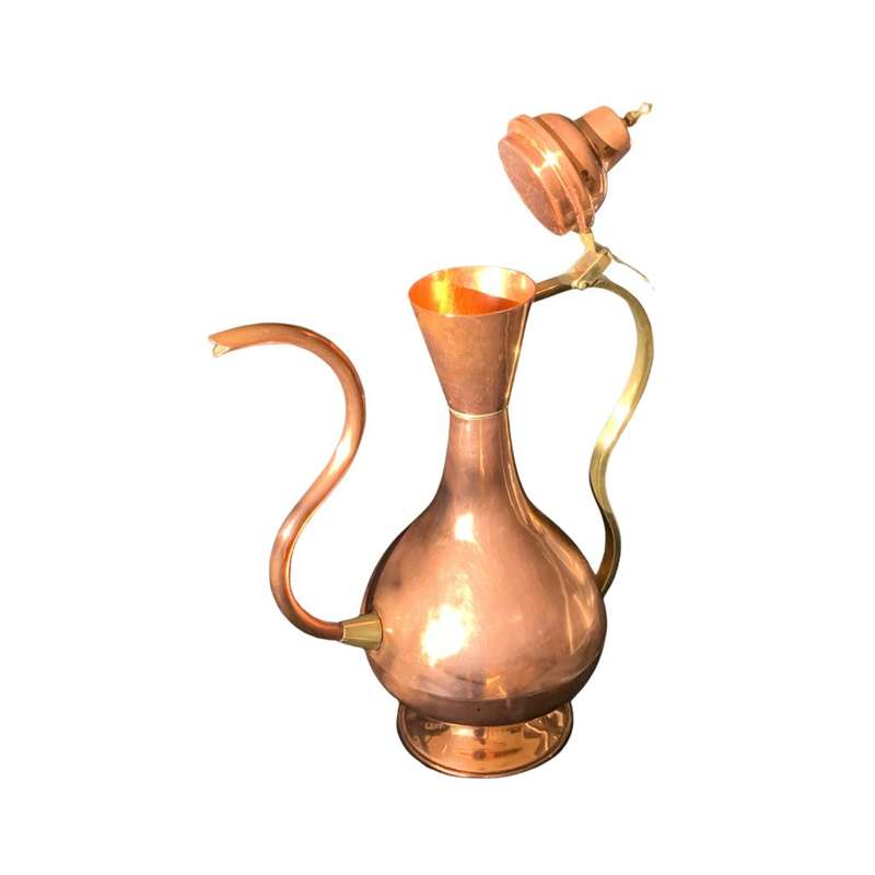Large Retro Two Tone Vintage Turkish Coffee Pot - Red Brass and Copper