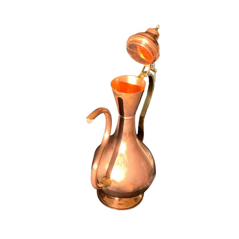 Large Retro Two Tone Vintage Turkish Coffee Pot - Red Brass and Copper