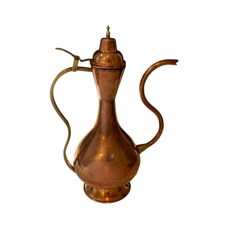 Large Retro Two Tone Vintage Turkish Coffee Pot - Red Brass and Copper
