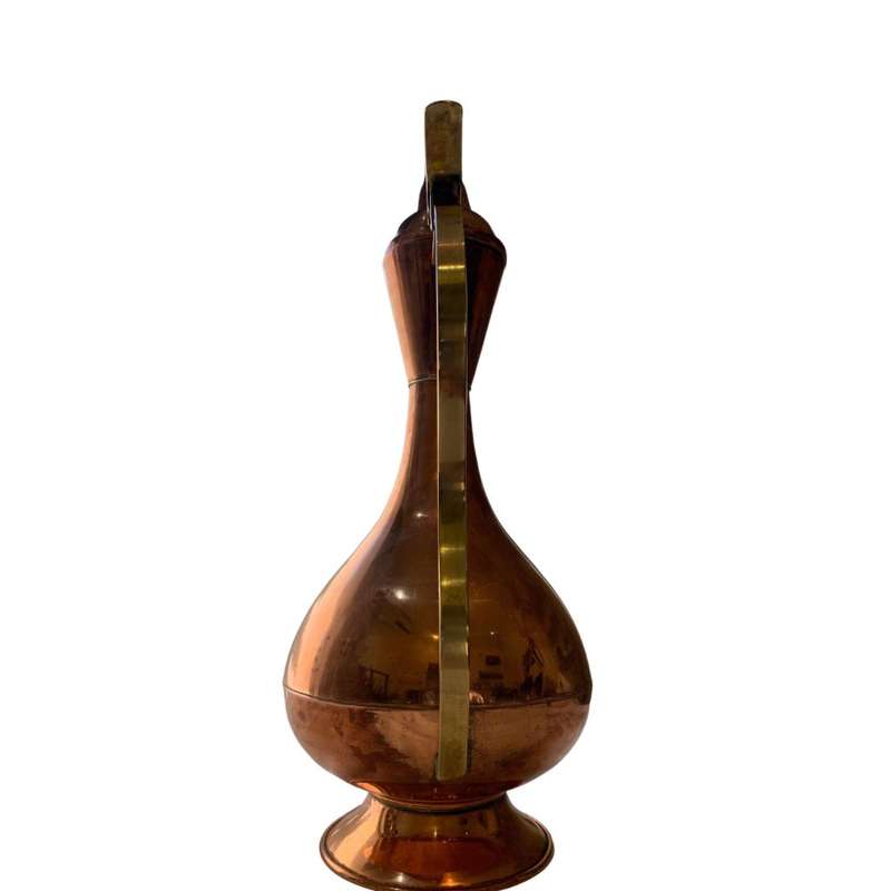 Large Retro Two Tone Vintage Turkish Coffee Pot - Red Brass and Copper