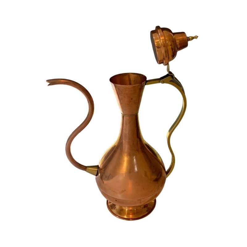 Large Retro Two Tone Vintage Turkish Coffee Pot - Red Brass and Copper